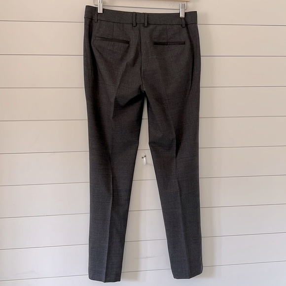 Vince Size 10 woman cool wool blend pants with leather trim and ankle zip - Picture 5 of 13